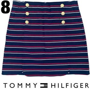 NWOT TOMMY HILFIGER Sailor White & Red Striped Navy Skirt Gold Buttons SZ 8